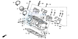 VFR750F drawing CYLINDER HEAD (REAR)