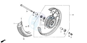 CB250 TWO FIFTY drawing FRONT WHEEL (2)