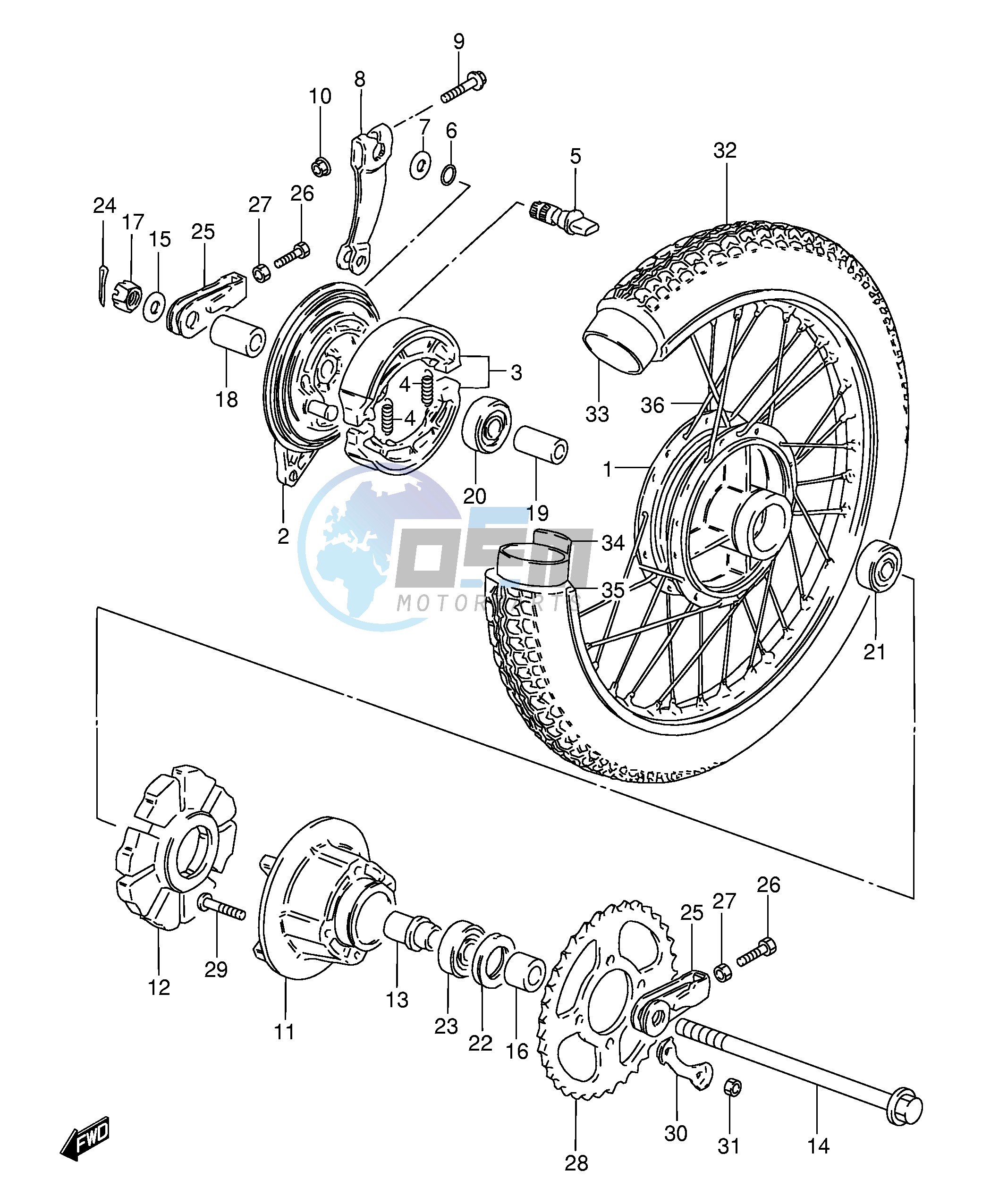 REAR WHEEL (GS125Z D)