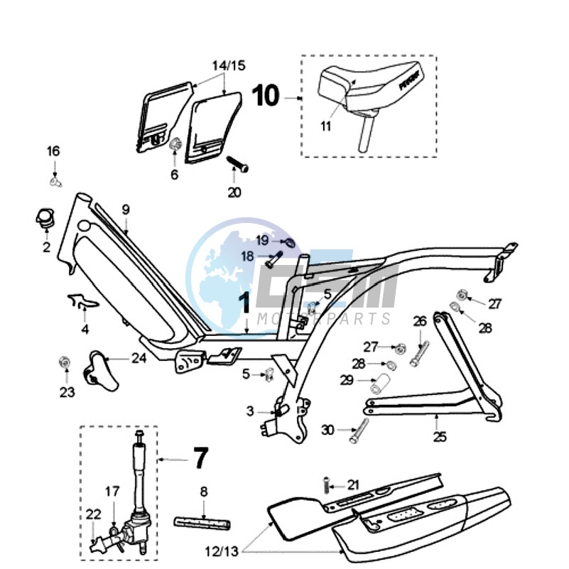 FRAME AND SADDLE TANK CAP WITHOUT FUEL UNIT