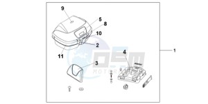 VFR800A9 France - (F / ABS CMF MME TWO) drawing TOP BOX 45L PEARL SUNBEAM WHITE