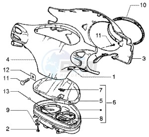 ET4 150 Leader drawing Speedometer Kms. - handlebar covers