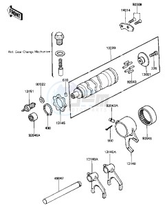 KZ 440 D [LTD BELT] (D2-D5) [LTD BELT] drawing GEAR CHANGE DRUM & FORKS -- 81-83 D2_D3_D4_D5- -