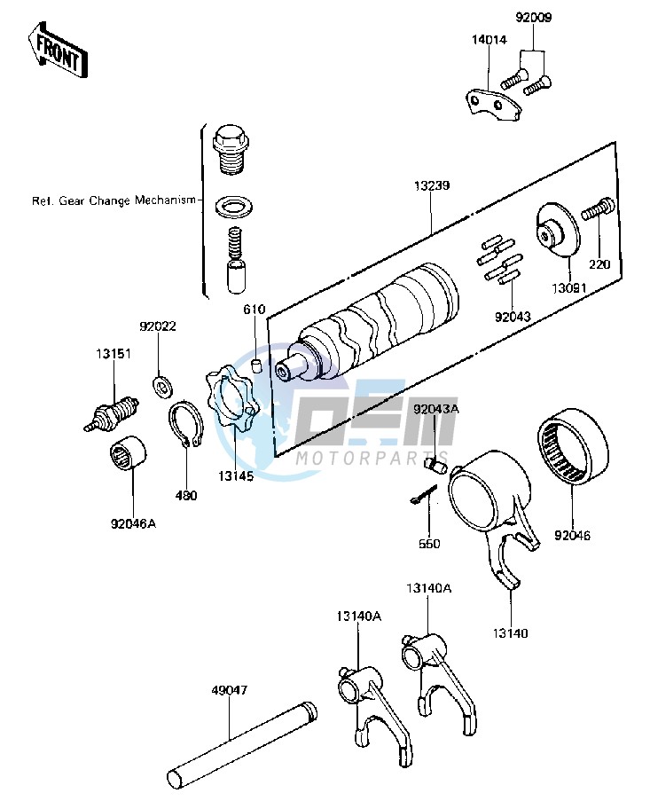 GEAR CHANGE DRUM & FORKS -- 81-83 D2_D3_D4_D5- -