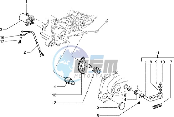 Starting motor-starter lever