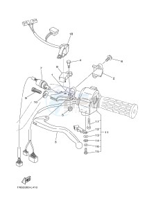 YFM350FWA YFM35FGD GRIZZLY 350 4WD (1NS8 1NS9) drawing HANDLE SWITCH & LEVER