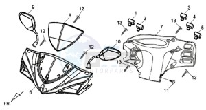 JET 4 50cc drawing HEAD LIGHT COVER / SPEEDOMETER COWL / MIRRORS