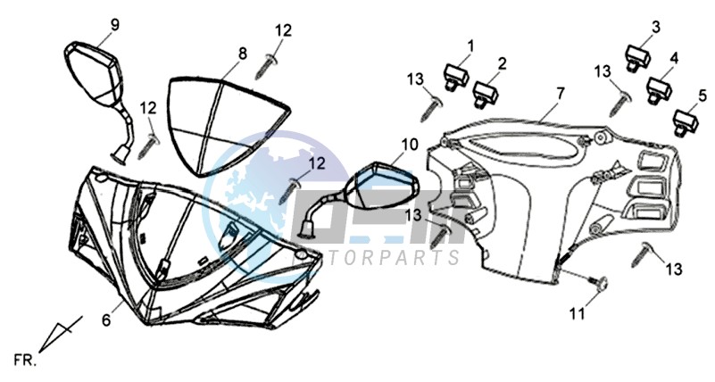 HEAD LIGHT COVER / SPEEDOMETER COWL / MIRRORS