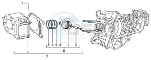 Beverly 125 drawing Cylinder-piston-wrist pin assy