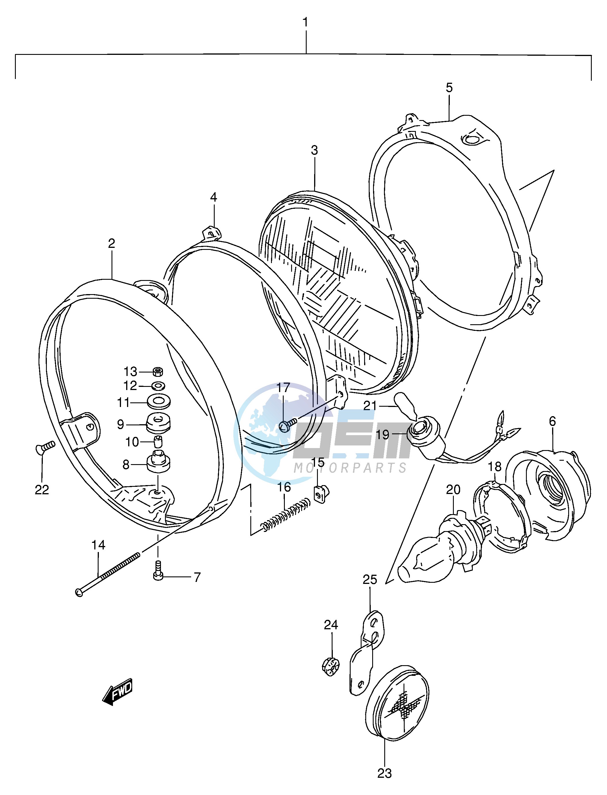 HEADLAMP (MODEL L M N EXCEPT E1,E2)