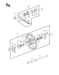 KZ 550 A (A1-A2) drawing FRONT WHEEL_HUB -- KZ550-A1- -