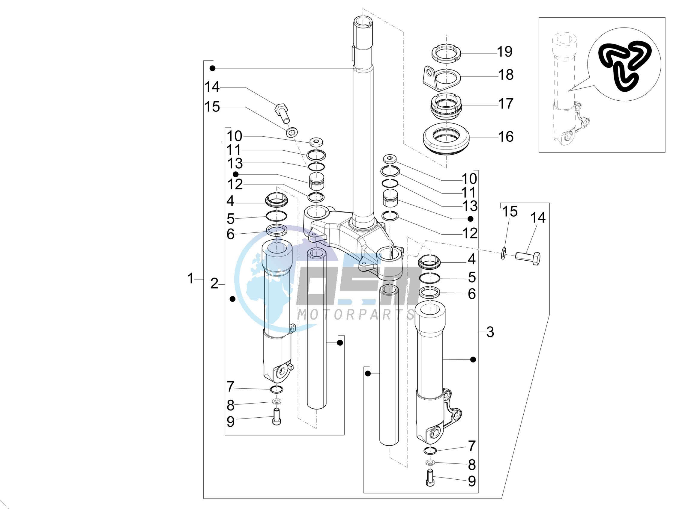 Fork/steering tube - Steering bearing unit