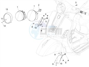 GTS SUPER- SUPER SPORT 150 4T 3V IE ABS E3-E4 (APAC) drawing Front headlamps - Turn signal lamps