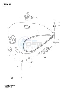 GZ250 (P19) drawing FUEL TANK (MODEL K3 K4)