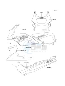 EX 500 D [NINJA 500R] (D6-D9) [NINJA 500R] drawing DECALS-- BLUE- --- EX500-D8- --- CN- -