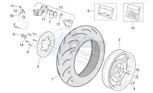 Leonardo 250 (eng. Yamaha) drawing Rear wheel - Rear caliper