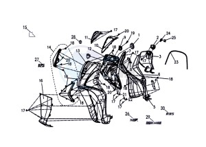 SYMPHONY ST 125I/ABS (XB12WW-EU) (E4) (L8-M0) drawing FRONT COVER / INNER LEG SHIELD / INDICATORS