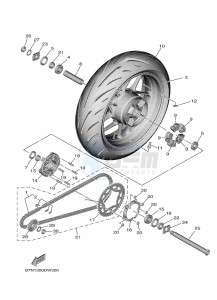 XSR900 MTM890 (BEA7) drawing REAR WHEEL