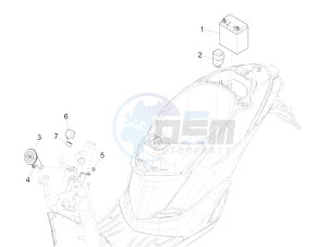 LIBERTY 50 IGET 4T 3V E4-2017-2019 (EMEA) drawing Remote control switches - Battery - Horn