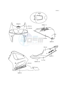 ZX 750 P [NINJA ZX-7R] (P1-P4) [NINJA ZX-7R] drawing DECALS-- GREEN- --- ZX750-P1- -