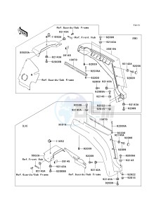 KAF 620 H [MULE 3010 4X4 HARDWOODS GREEN HD] (H6F-H8F) H8F drawing FRONT FENDER-- S- -