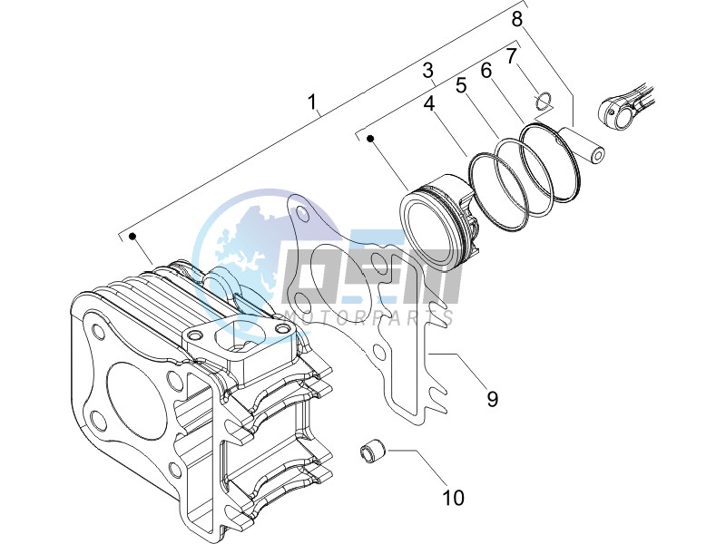 Cylinder-piston-wrist pin unit