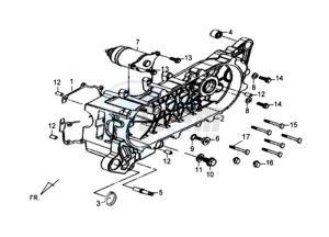 TONIK 50CC drawing CRANKCASE COVER LEFT