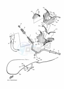 XP530-A TMAX SX ABS (BX3D) drawing STEERING HANDLE & CABLE