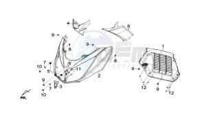 JOYMAX 300I drawing FR PLATE / INDICATORS / INNER LEG SHIELD