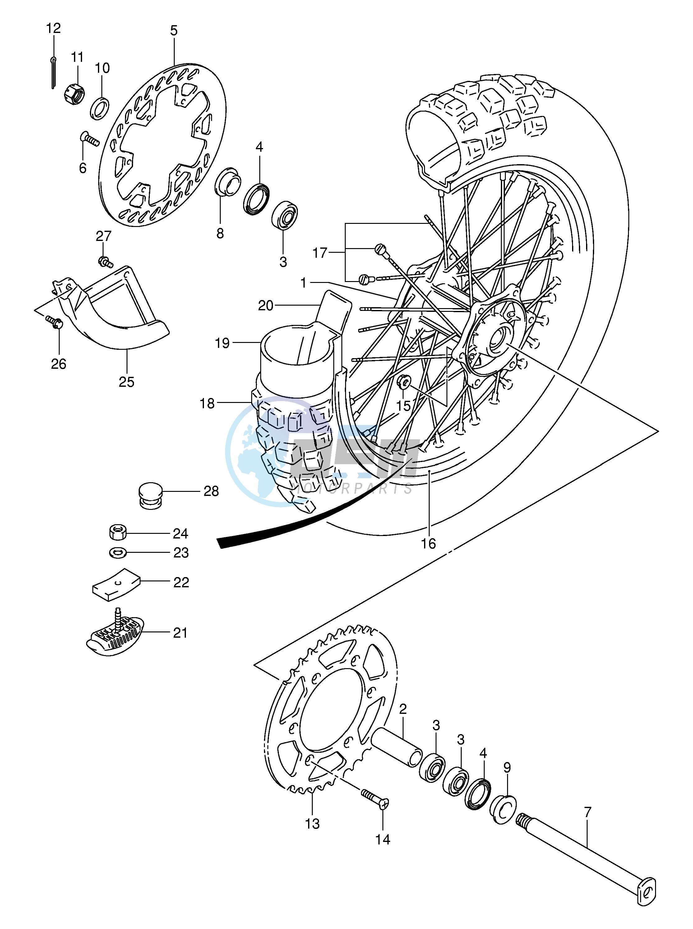 REAR WHEEL (MODEL K1 K2)