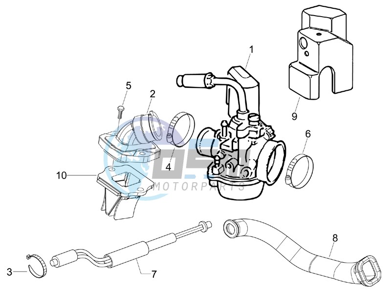 Carburettor  assembly - Union pipe