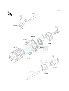 KDX 200 H (H10-H11) drawing GEAR CHANGE DRUM_SHIFT FORK-- S- -