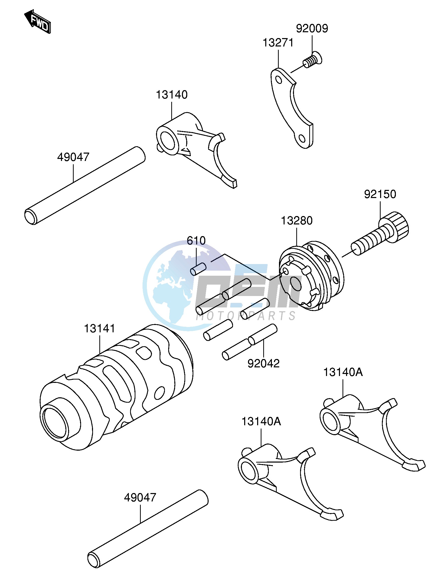 GEAR CHANGE DRUM SHIFT FORK