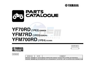 YFM700R YFM7RD RAPTOR 700R (1PE2 1PE3 1PE4) drawing .1-Front-Page