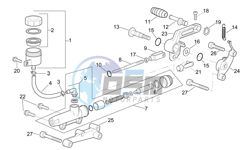 Rear master brake cylinder