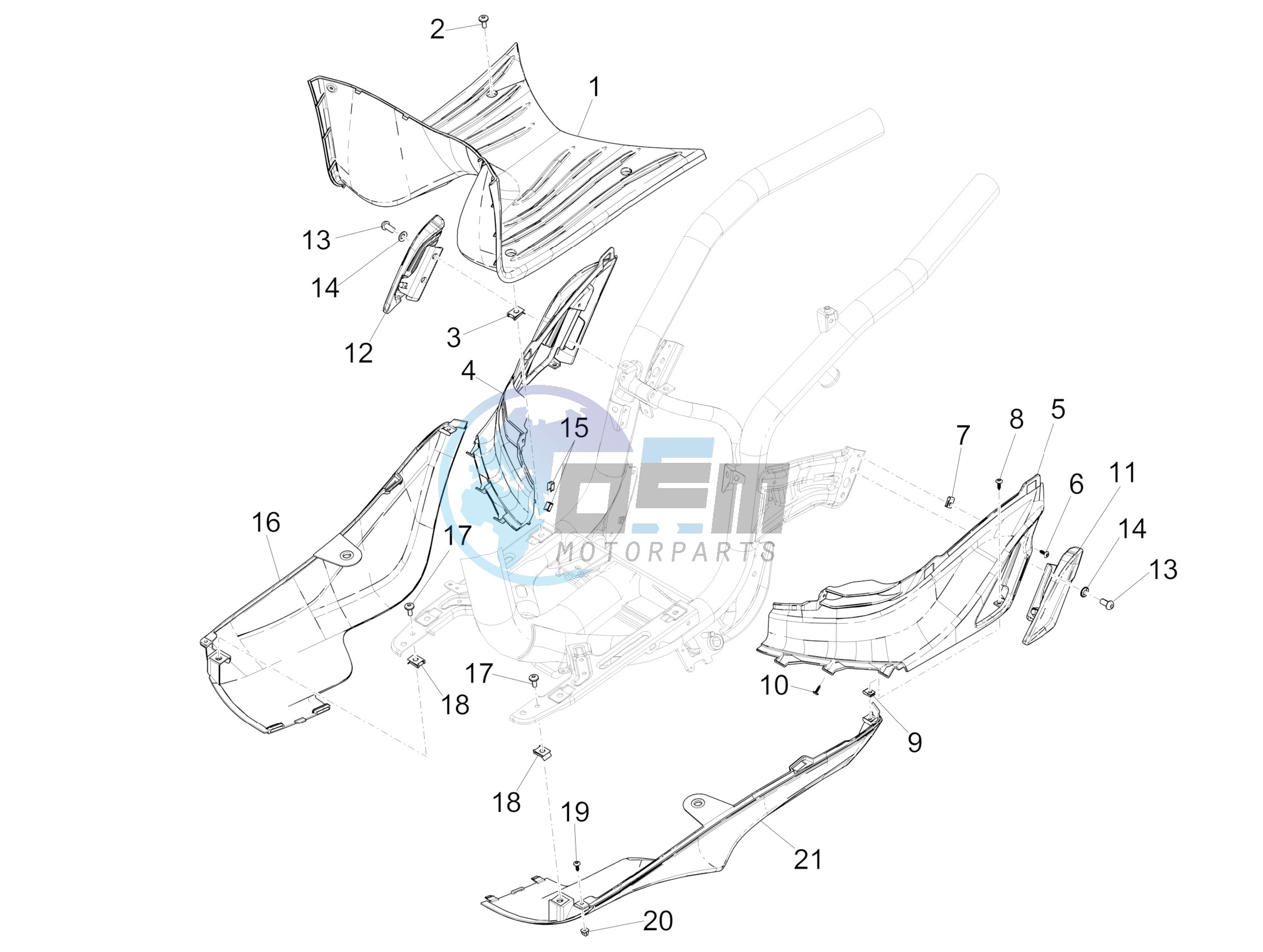 Central cover - Footrests