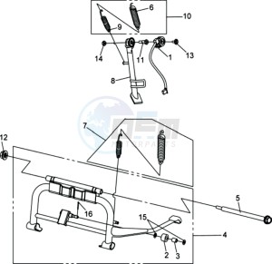 CITYCOM 300 EFI drawing CENTRAL STAND /SIDE STAND/ KICKSTARTER PEDAL