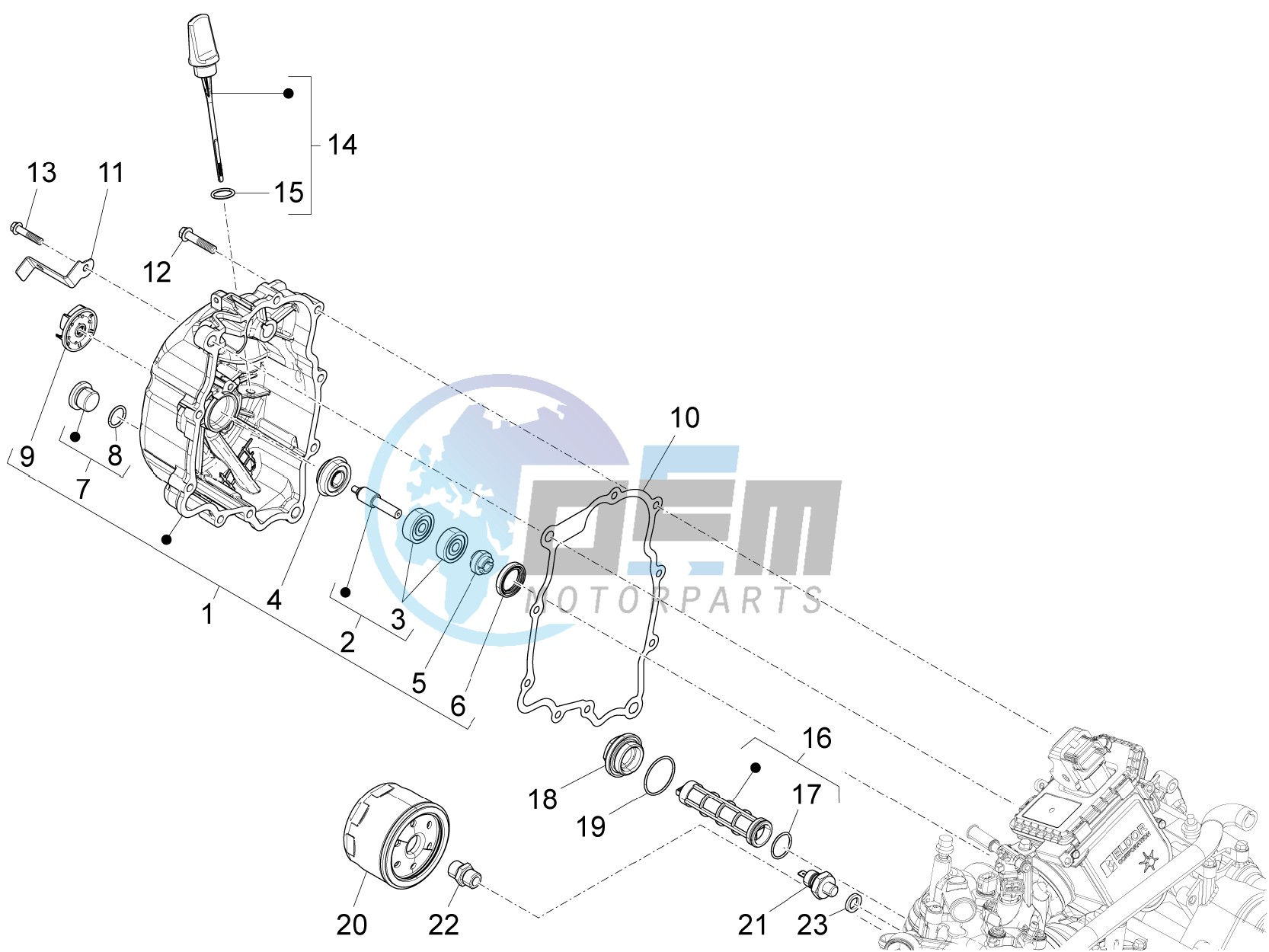 Flywheel magneto cover - Oil filter