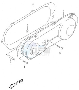 AY50 (V-W-X-Y) katana drawing CRANKCASE LH COVER (model V W X Y)