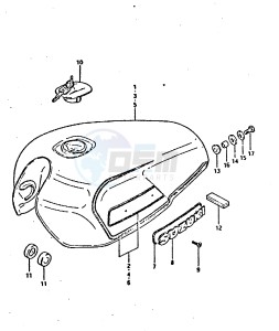 GSX750 (T-X) drawing FUEL TANK (MODEL T : 24L)