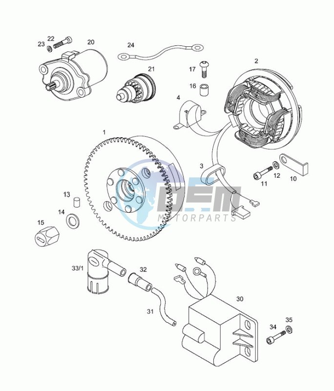 Magneto assembly-electric starter