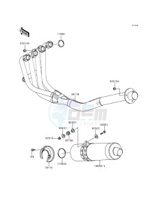 ZX 750 P [NINJA ZX-7R] (P1-P4) [NINJA ZX-7R] drawing MUFFLER-- S- -