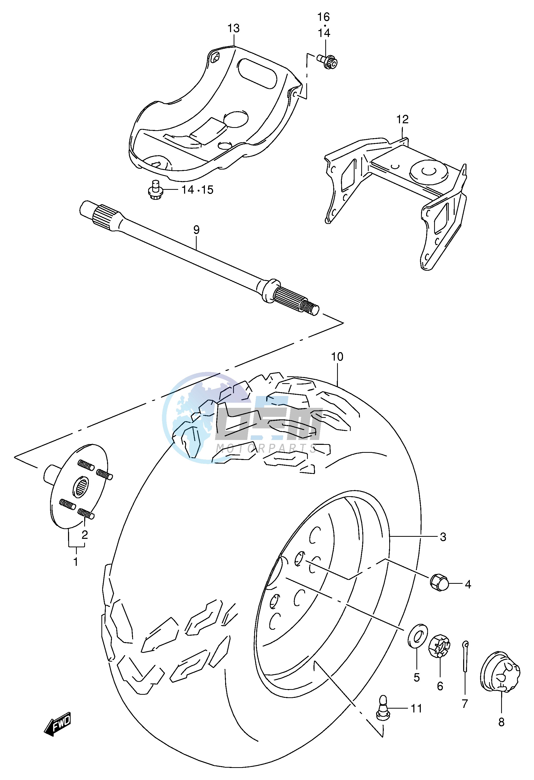 LEFT REAR WHEEL (MODEL W X)