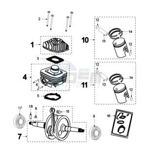 TKR 2 E drawing CRANKSHAFT AND CYLINDER