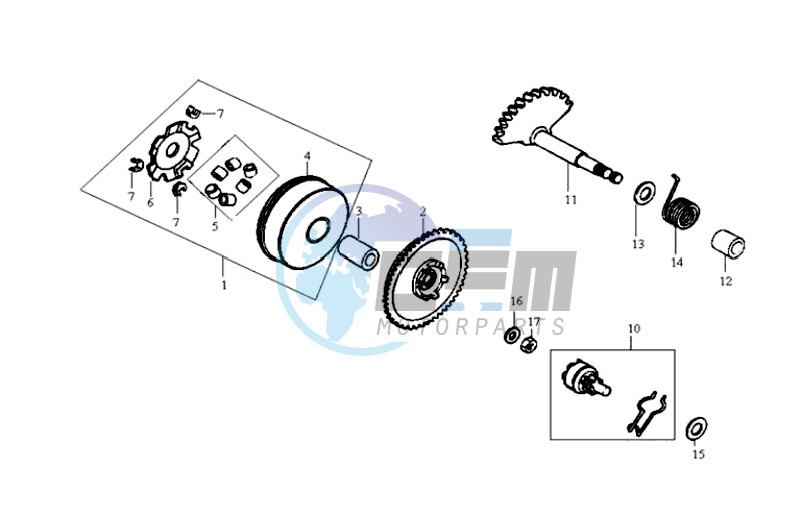 DRIVE PULLEY - GEARED SHAFT