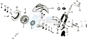 GTS 250 EURO3 drawing FRONT WHEEL - FRONT FORK