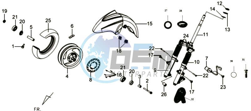 FRONT WHEEL - FRONT FORK