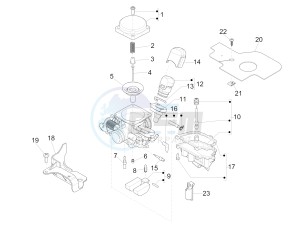 Liberty 125 4t Delivery e3 Single drawing Carburetor's components