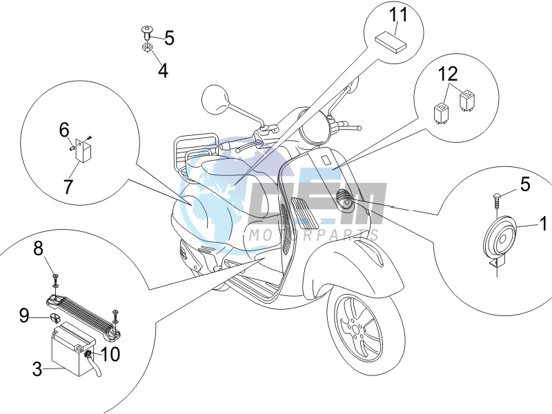 Control switches - Battery - Horn