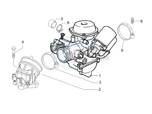 GTV 125 4T (Euro 3) UK drawing Carburettor  assembly - Union pipe